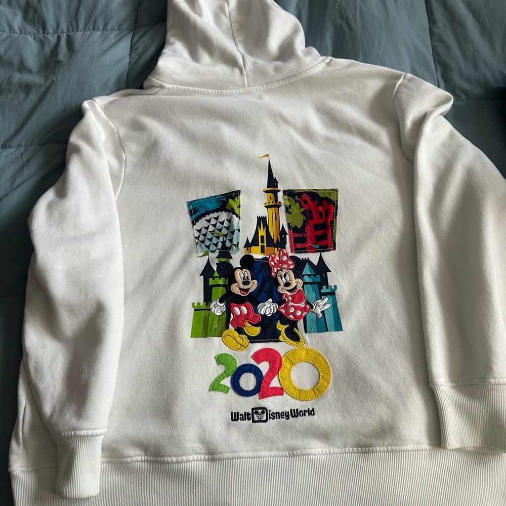 Disney Sweater Hoodie Size 2X White Full Zip Long Sleeve Adult Mickey Mouse